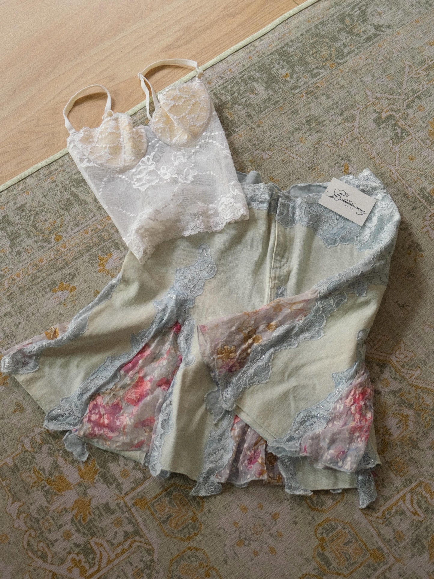 Vintage soft blue denim mermaid skirt (S/M, M)