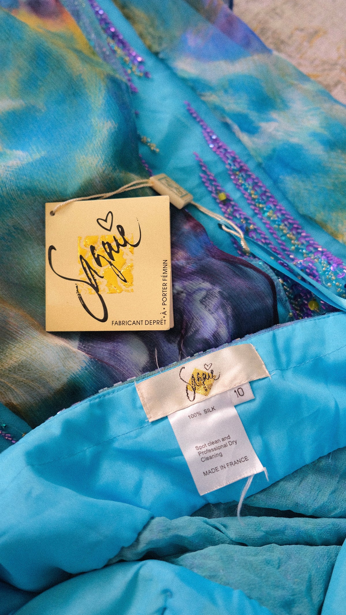 Vintage NWT French bright blue mermaid dress (S/M-M)