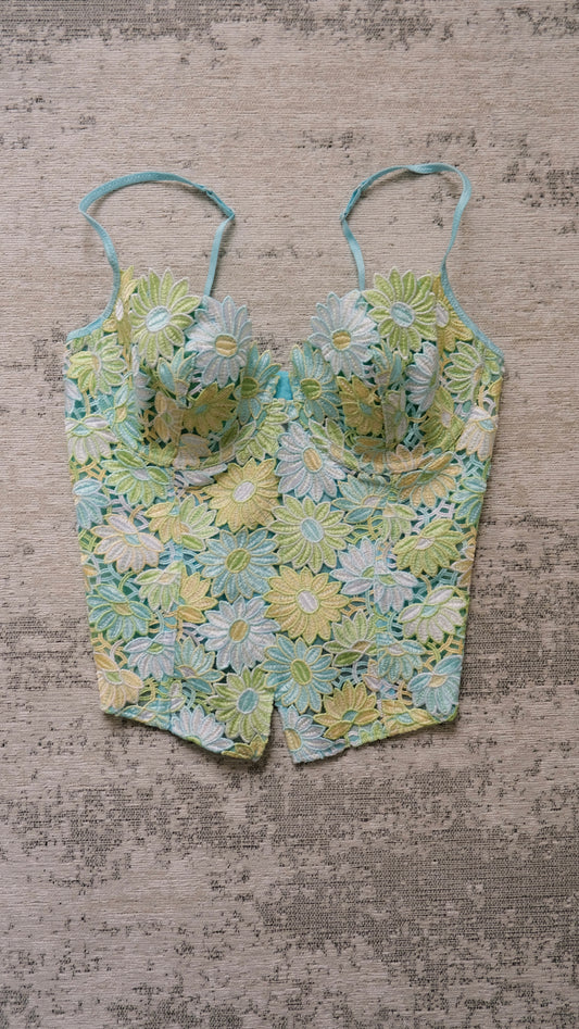 Vintage French Oceanic Florals corset (M/L, L)