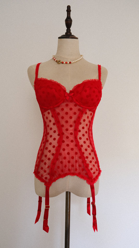 L'Agent Provocateur polka dot corset (34C/75C)