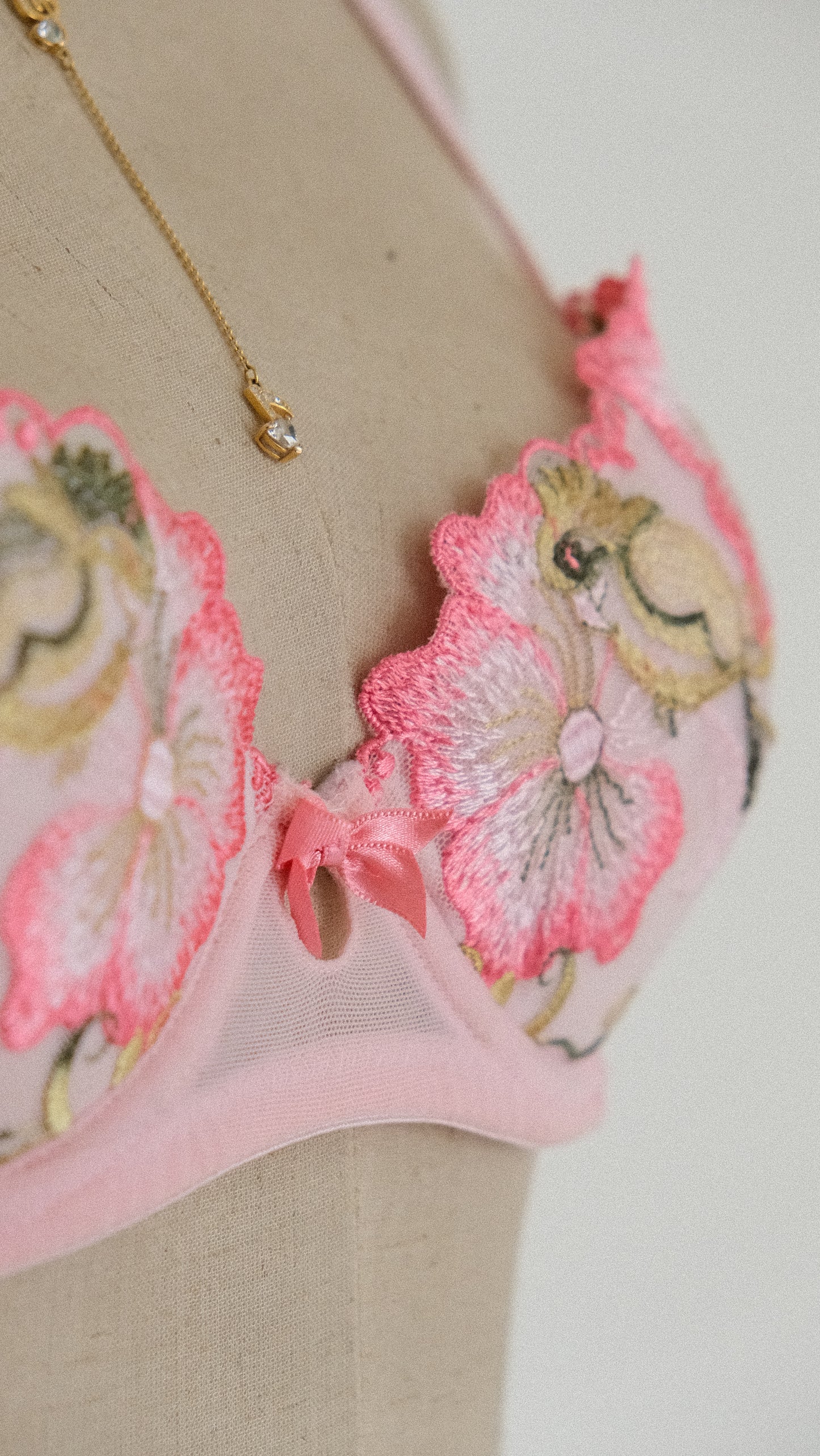 Dainty Pink Floral bra (70B/32B)