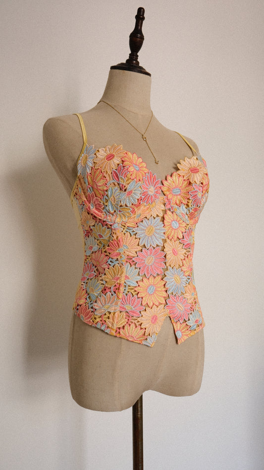 Vintage French Spring Florals corset (M/L, L)