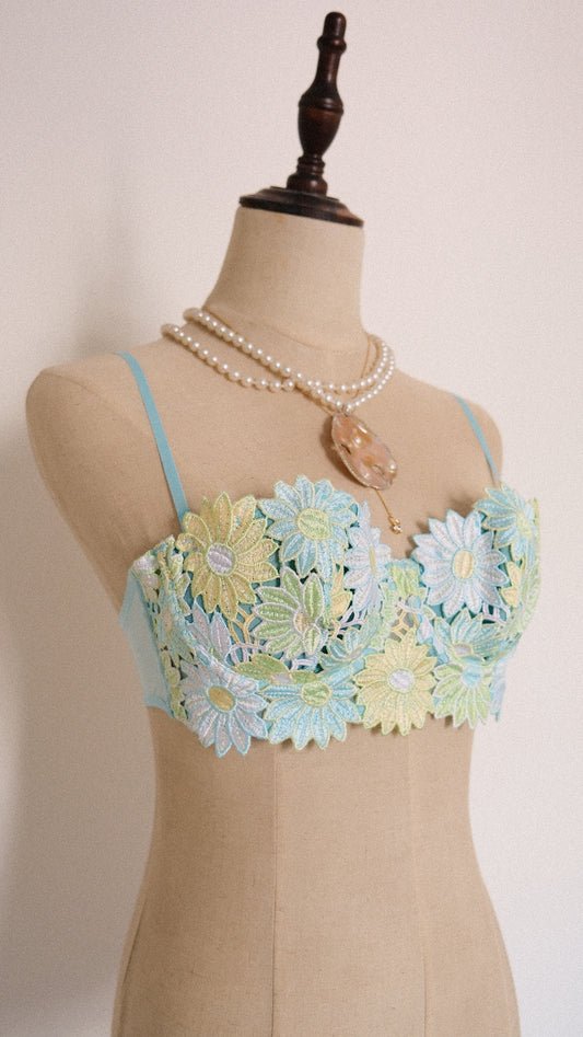 Vintage French Oceanic Florals balconette (34B/75B)