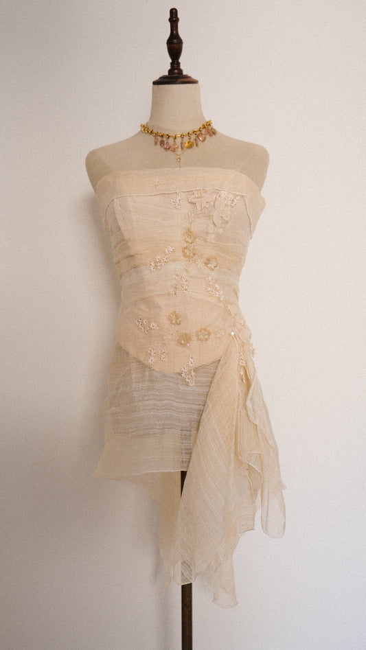 Delicate champaign flutter bustier (XS/S, S)
