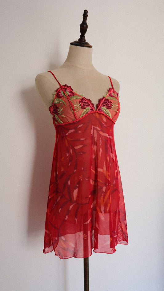 Vintage French Tropical sheer babydoll (S-M