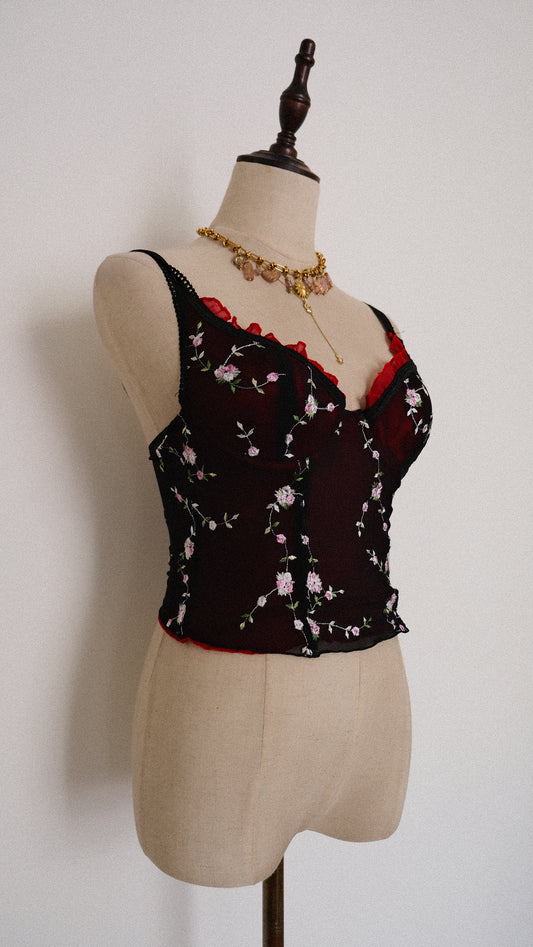 Vintage Winered Floral corset (70B)