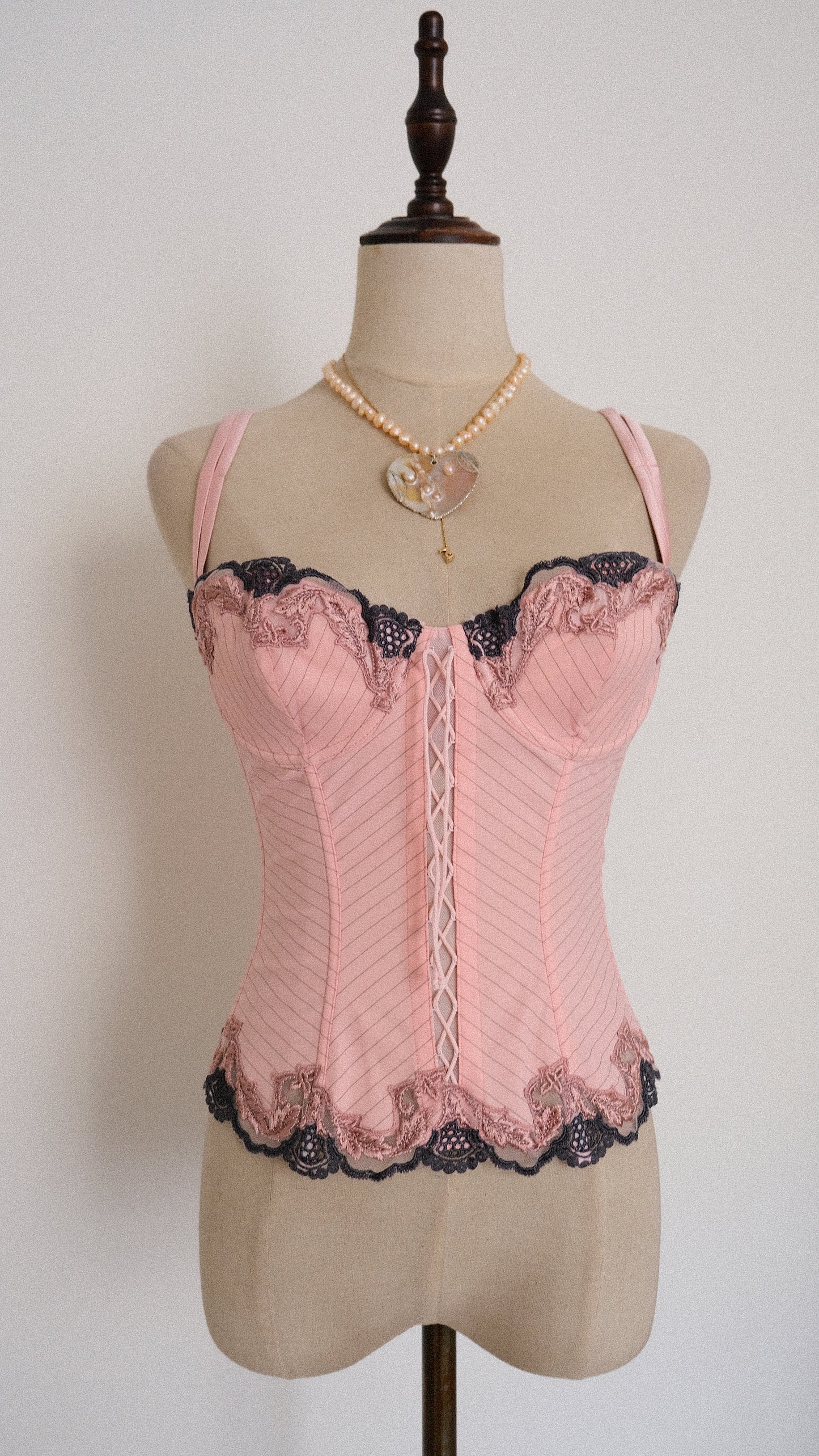 Italian Pink Striped corset (75B/34B)