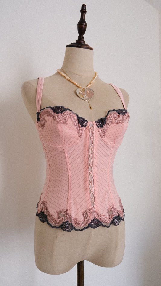 Italian Pink Striped corset (75B/34B)