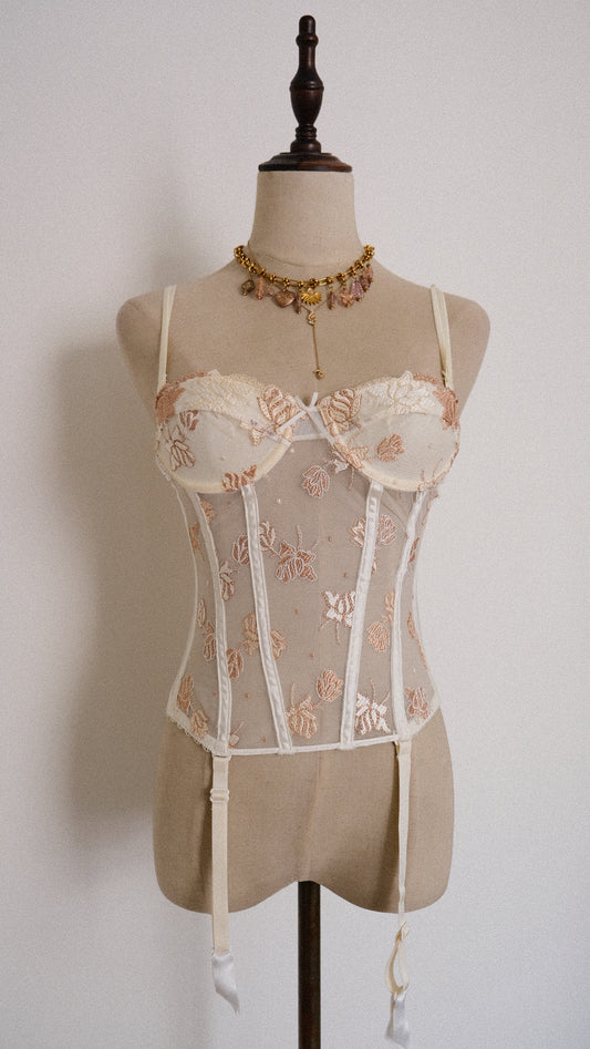 Gold and Ivory mesh corset (70A/32A)