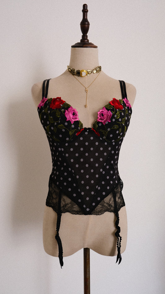 French Floral Polkadot corset (70D/32D)