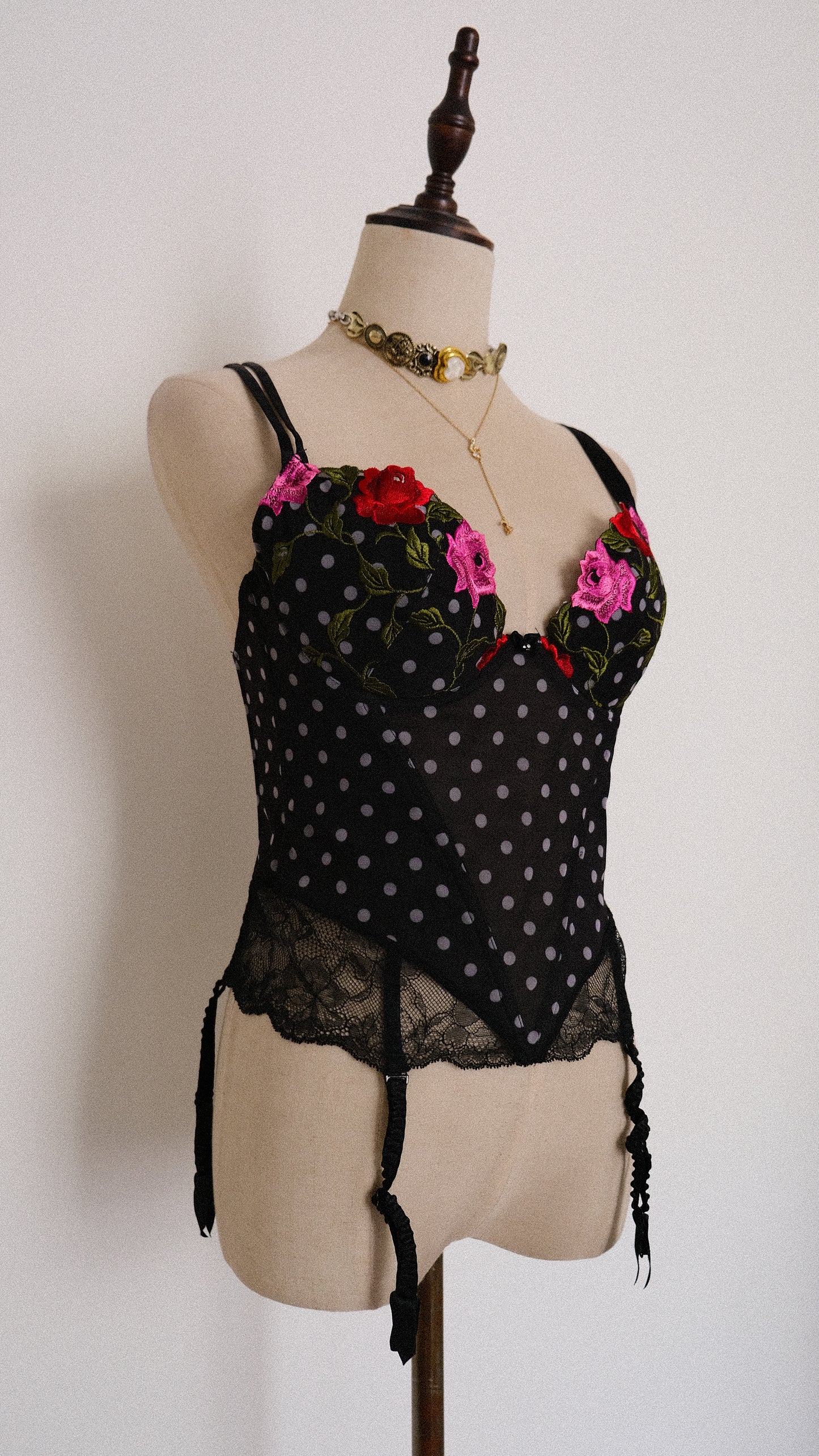 French Floral Polkadot corset (70D/32D)