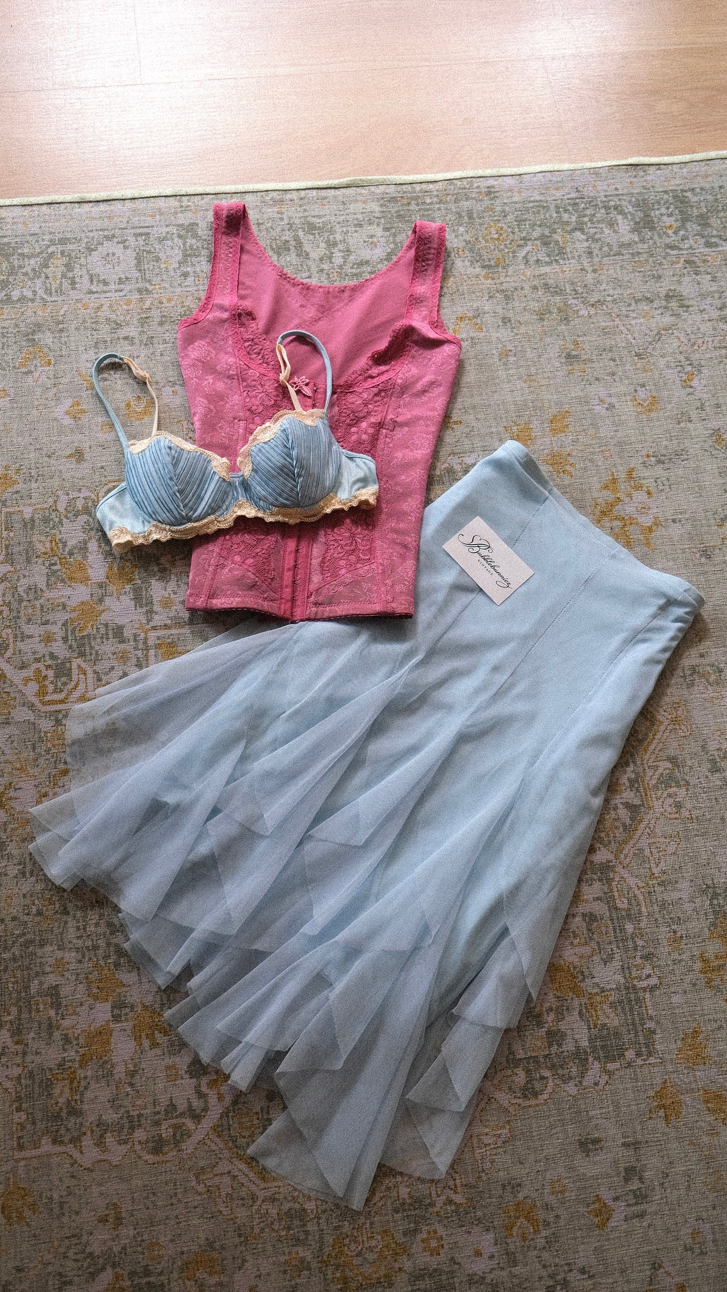 Baby blue ruffled flutter mermaid skirt (S/M)