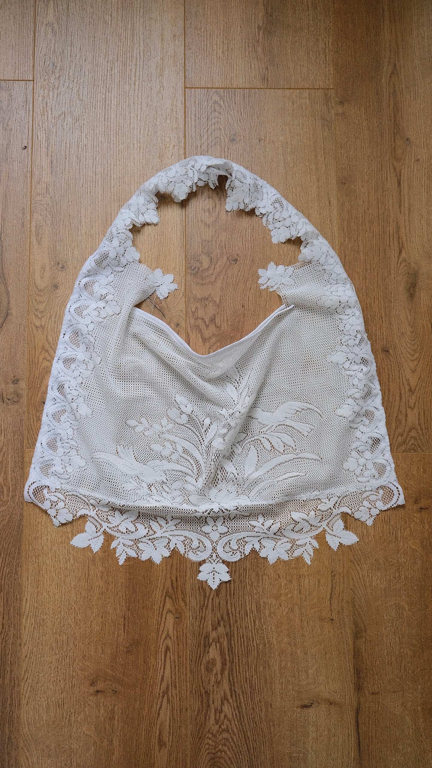 Upcycled Lace Dove tote