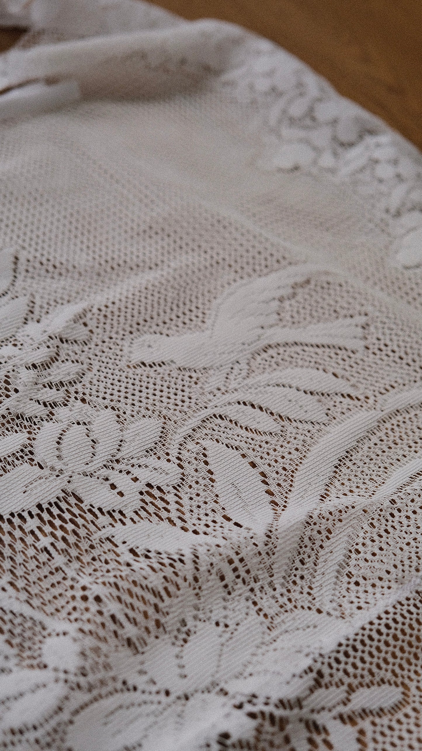 Upcycled Lace Dove tote