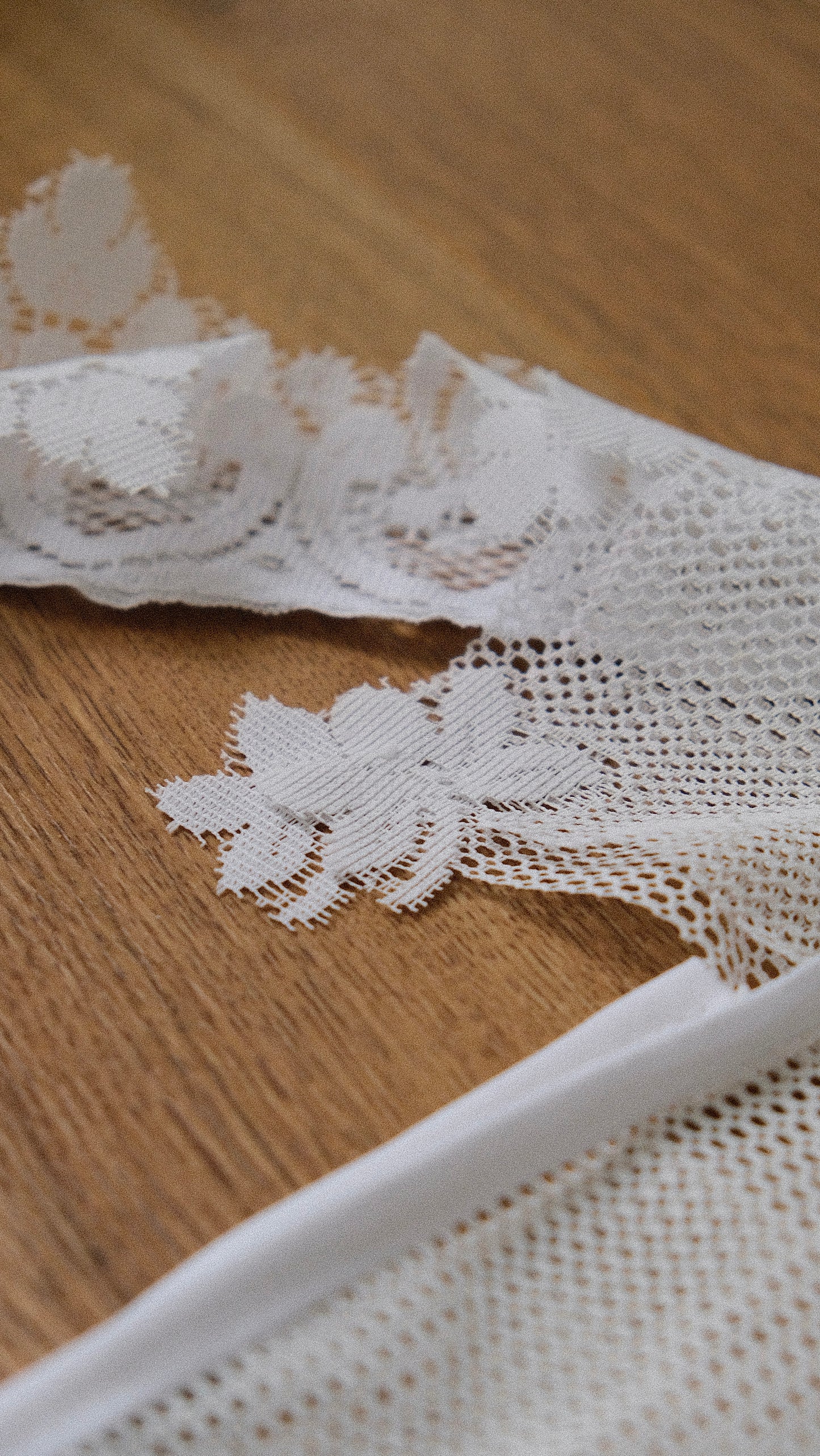Upcycled Lace Dove tote