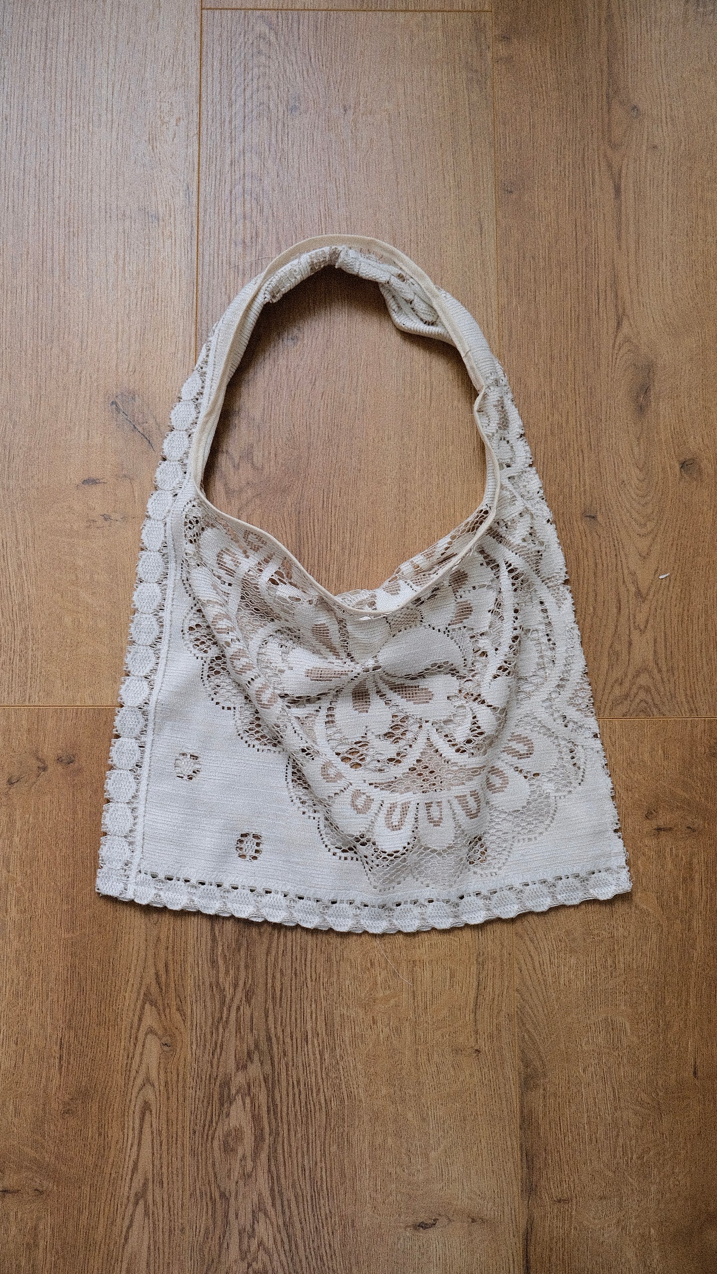 Upcycled Creme and Ivory tote