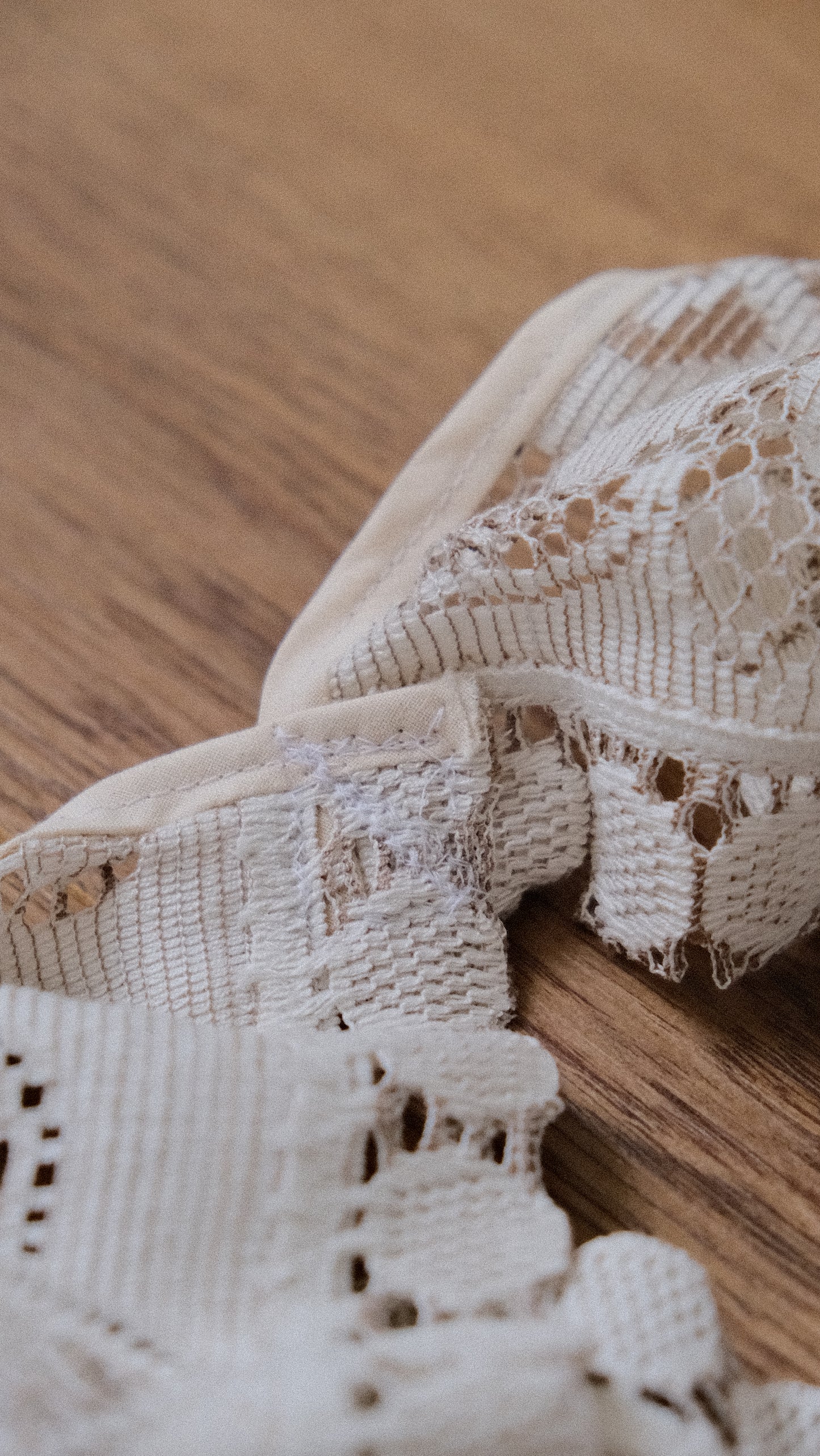 Upcycled Creme and Ivory triangle tote
