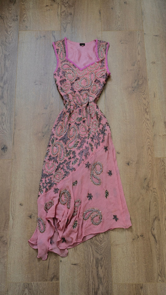 100% Silk Pink Reef dress (S)