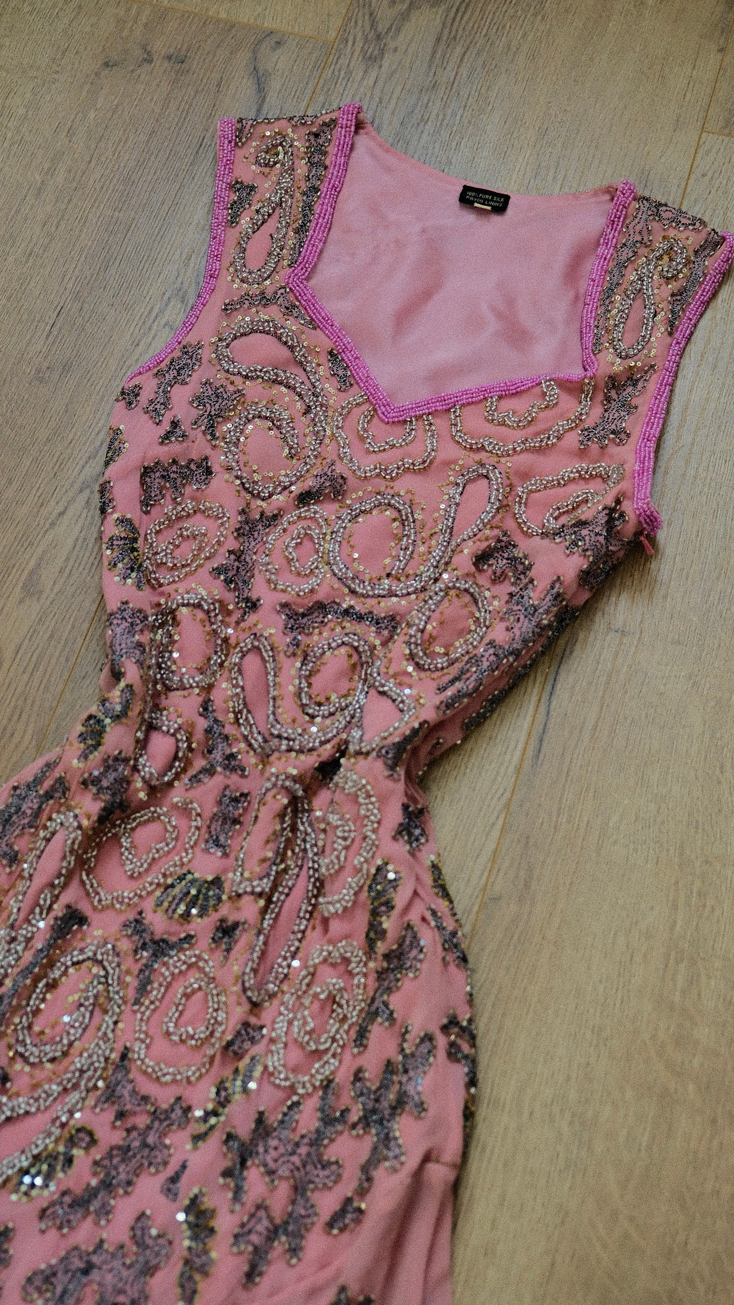 100% Silk Pink Reef dress (S)