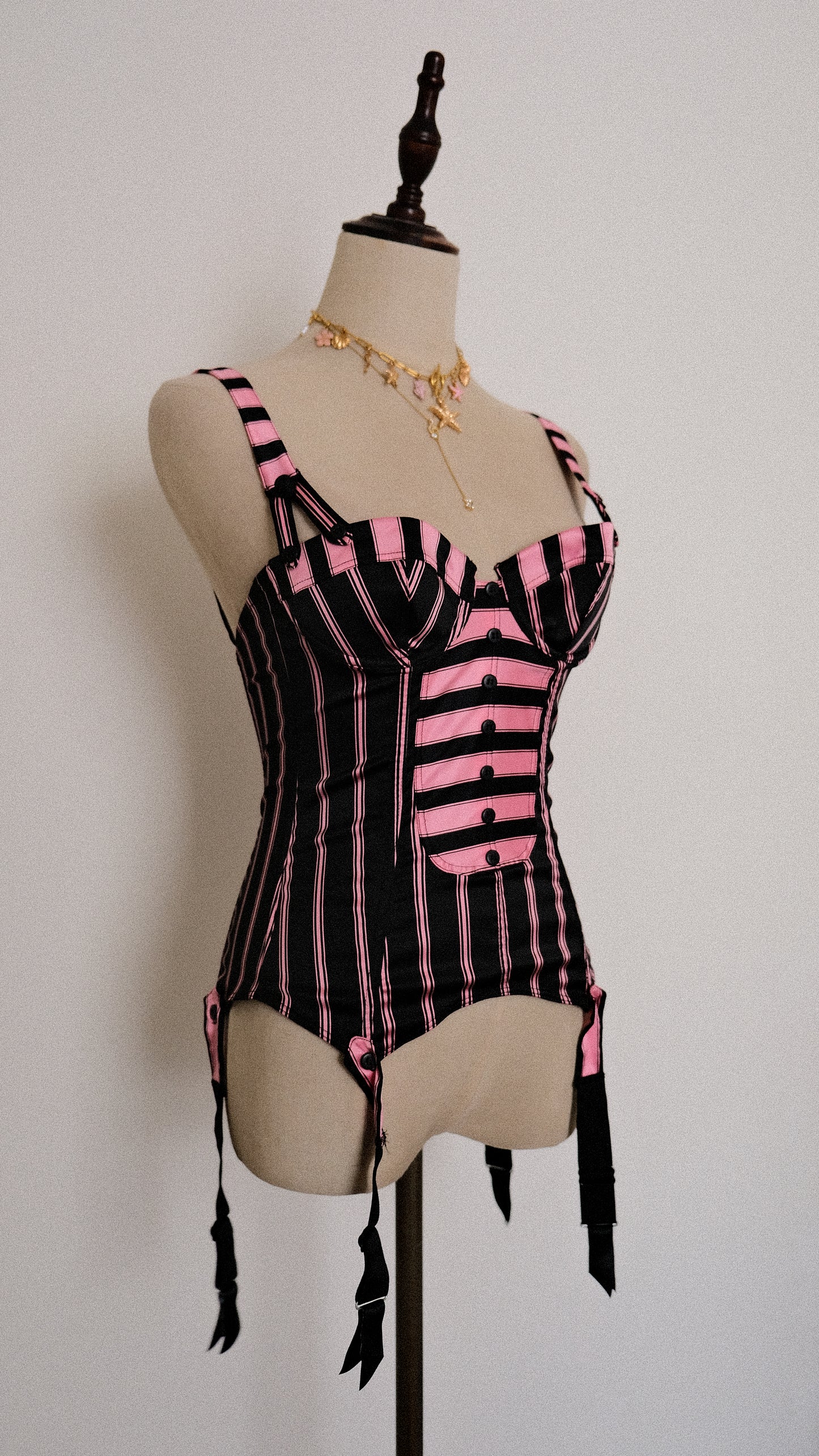 Chantal Thomass black & pink corset (70B/32B)