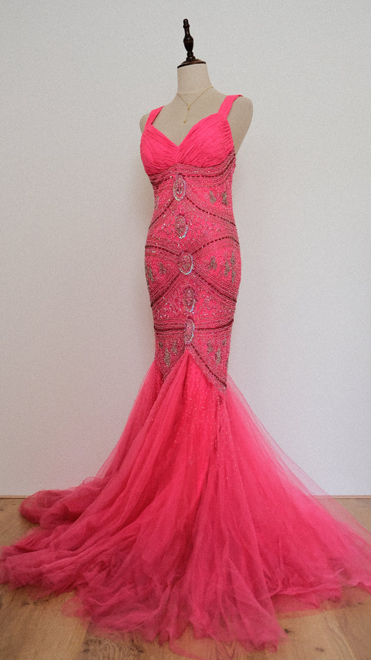 Dazzling hot pink evening gown (M, M/L)