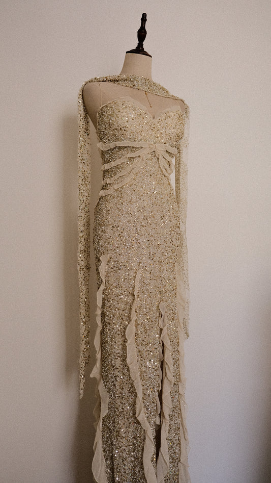 Washed ashore vintage mermaid gown (XS/S, S)