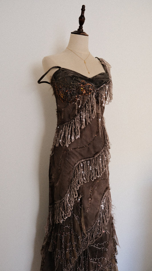 Fairy fringe evening dress (S/M, M)