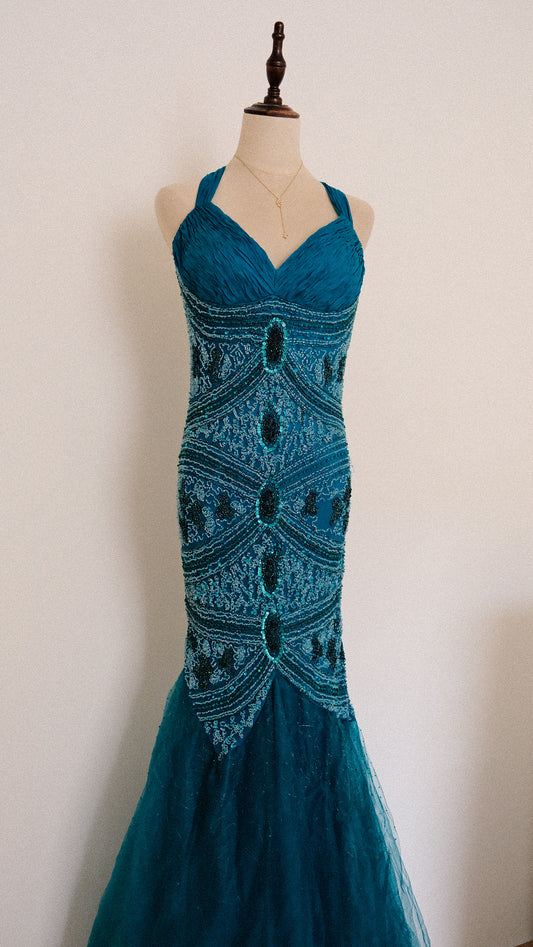 Goddess of the deep aqua dress (M, M/L)