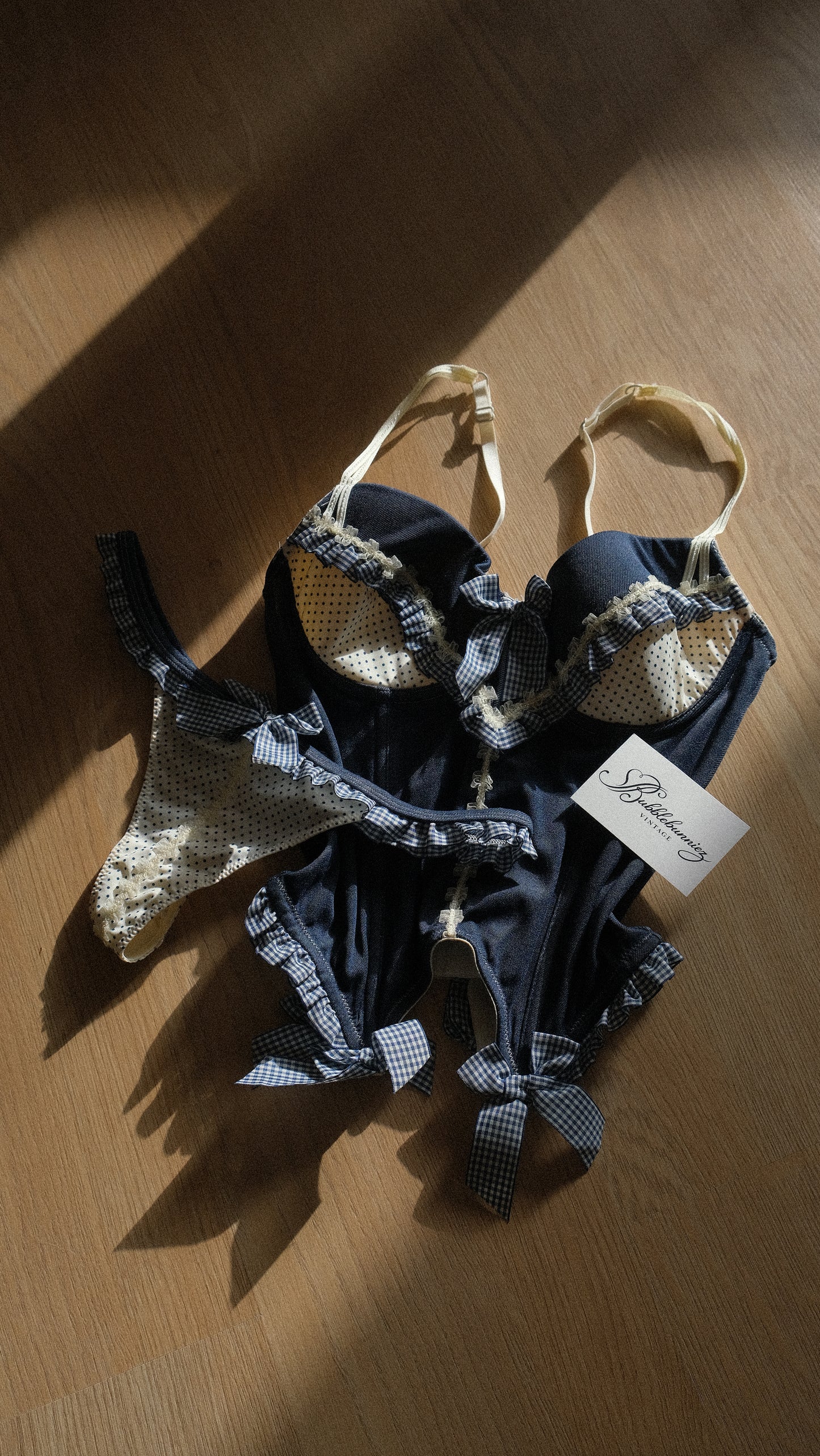 Navy Gingham French corset (80B/36B)