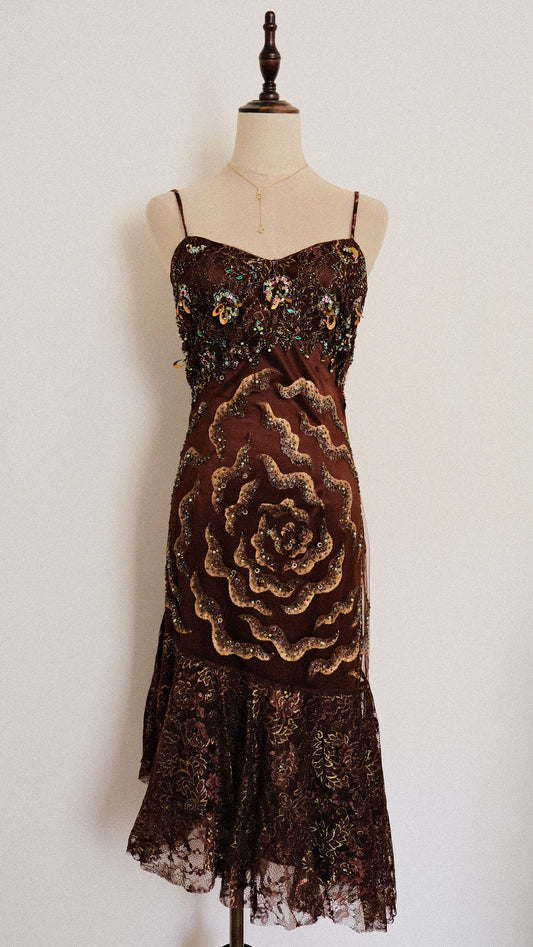 The deep chocolate rose dress (M, M/L)