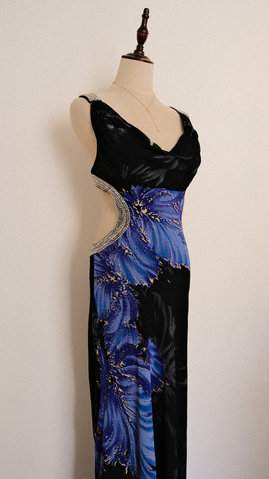 Deep-sea Floral dress (M, M/L)