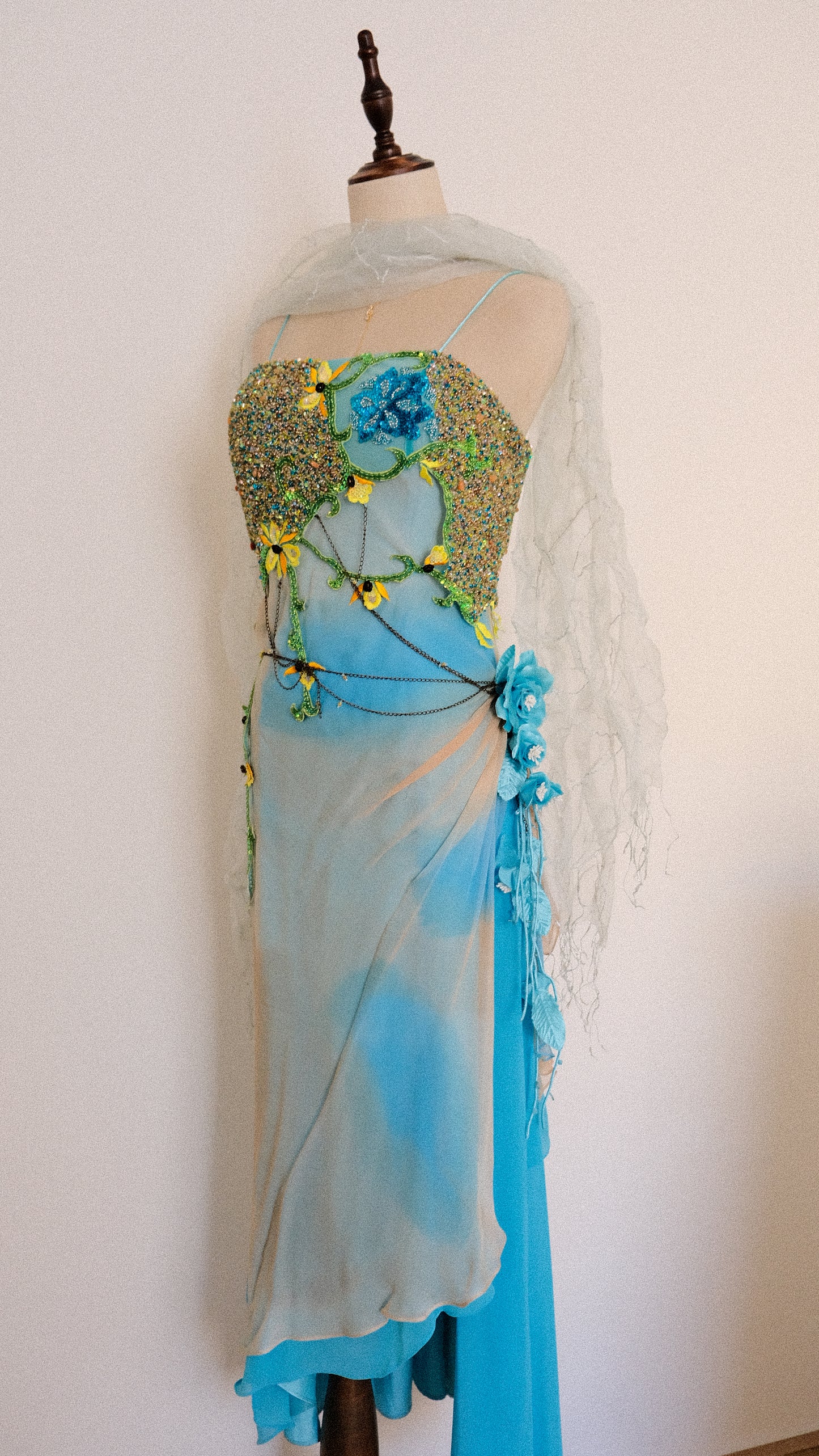 Fairytale ocean blossom dress (S, S/M)