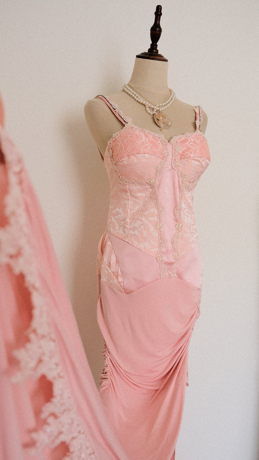 Light pink ruffled dream corset dress (M, M/L)