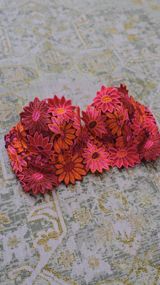 Vintage French Floral balconette (70D/32D)