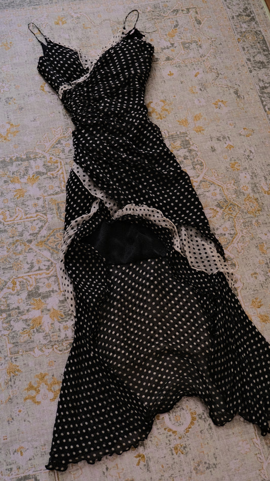 Cascading Polkadot dress (S)