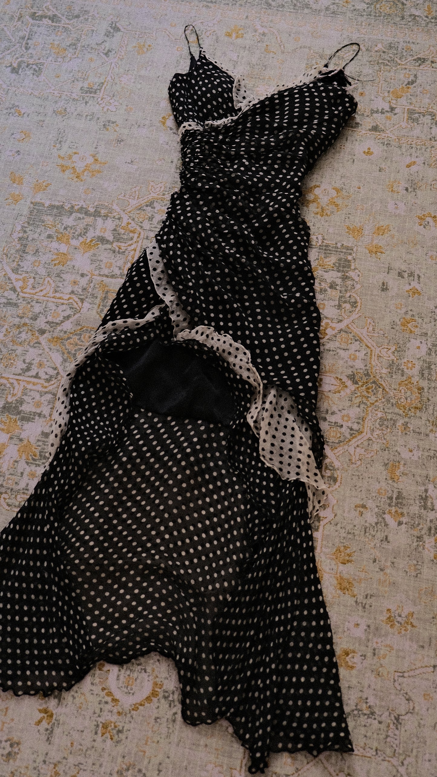 Cascading Polkadot dress (S)