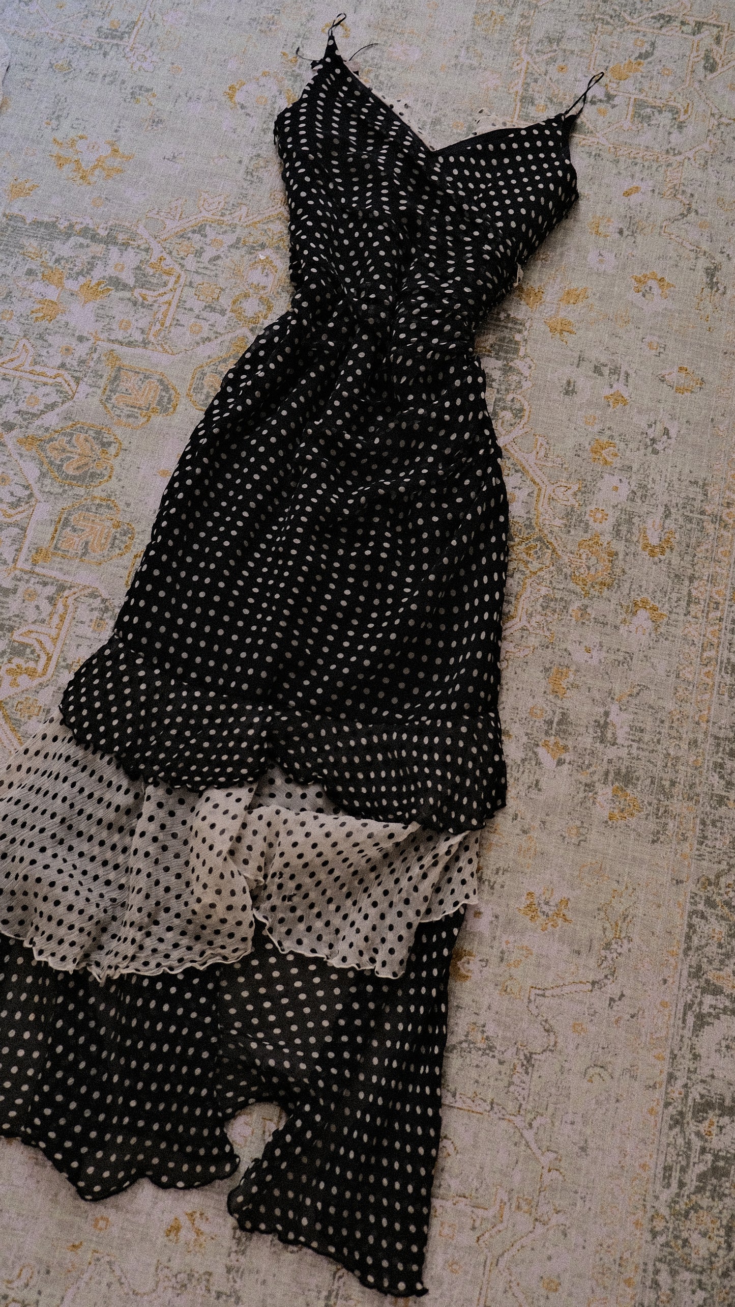 Cascading Polkadot dress (S)