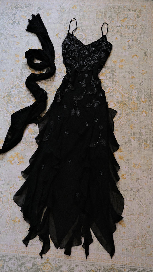 Noir Petal dress (M, M/L)