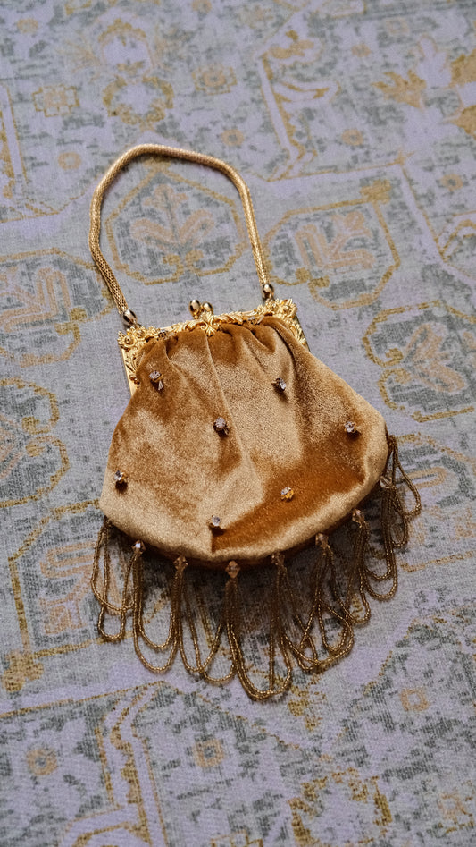 Golden velvet clutch