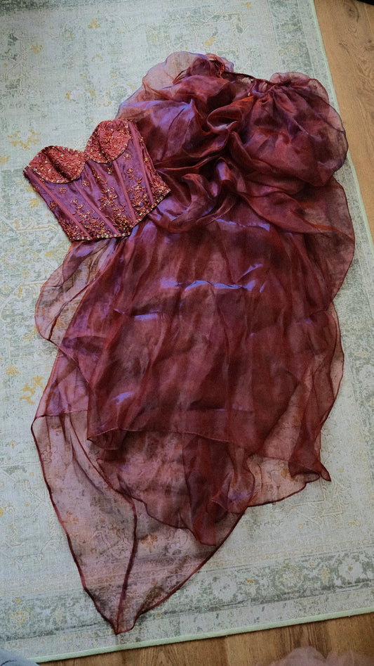 Wine-red puffy Cloud 3 piece set (XS/S, S)