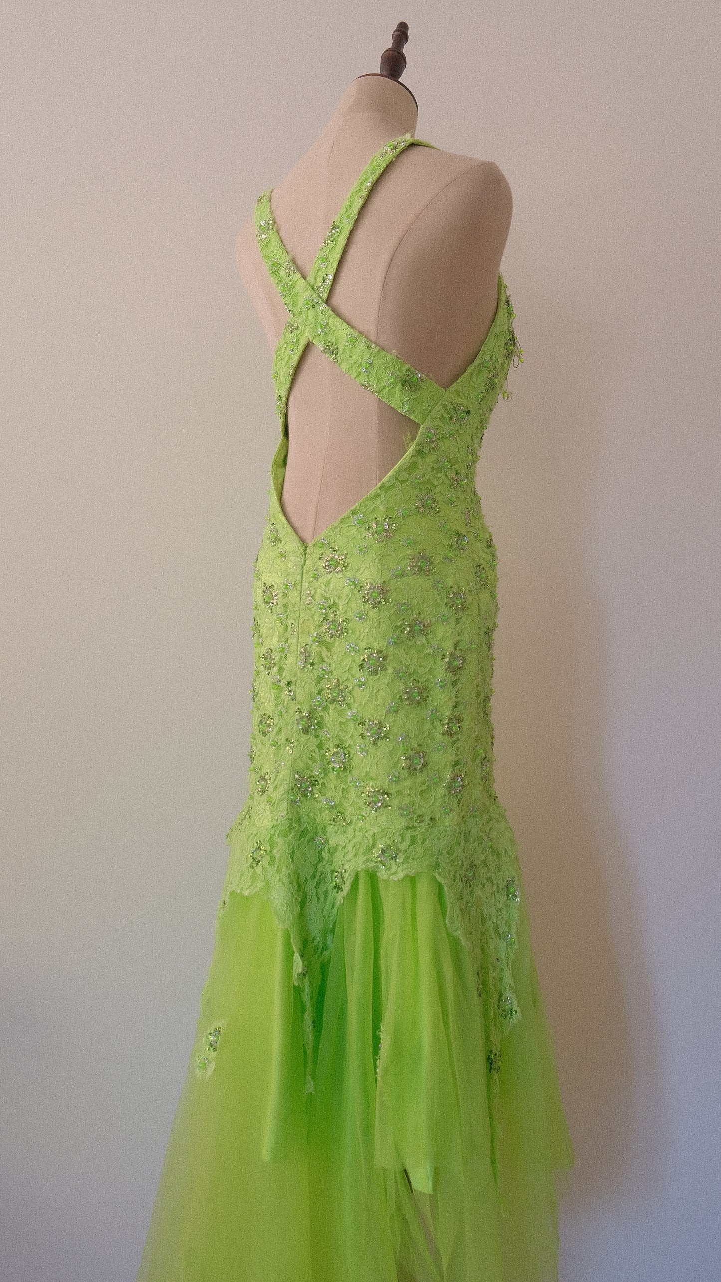 Lime green fairycore evening gown (M-L)