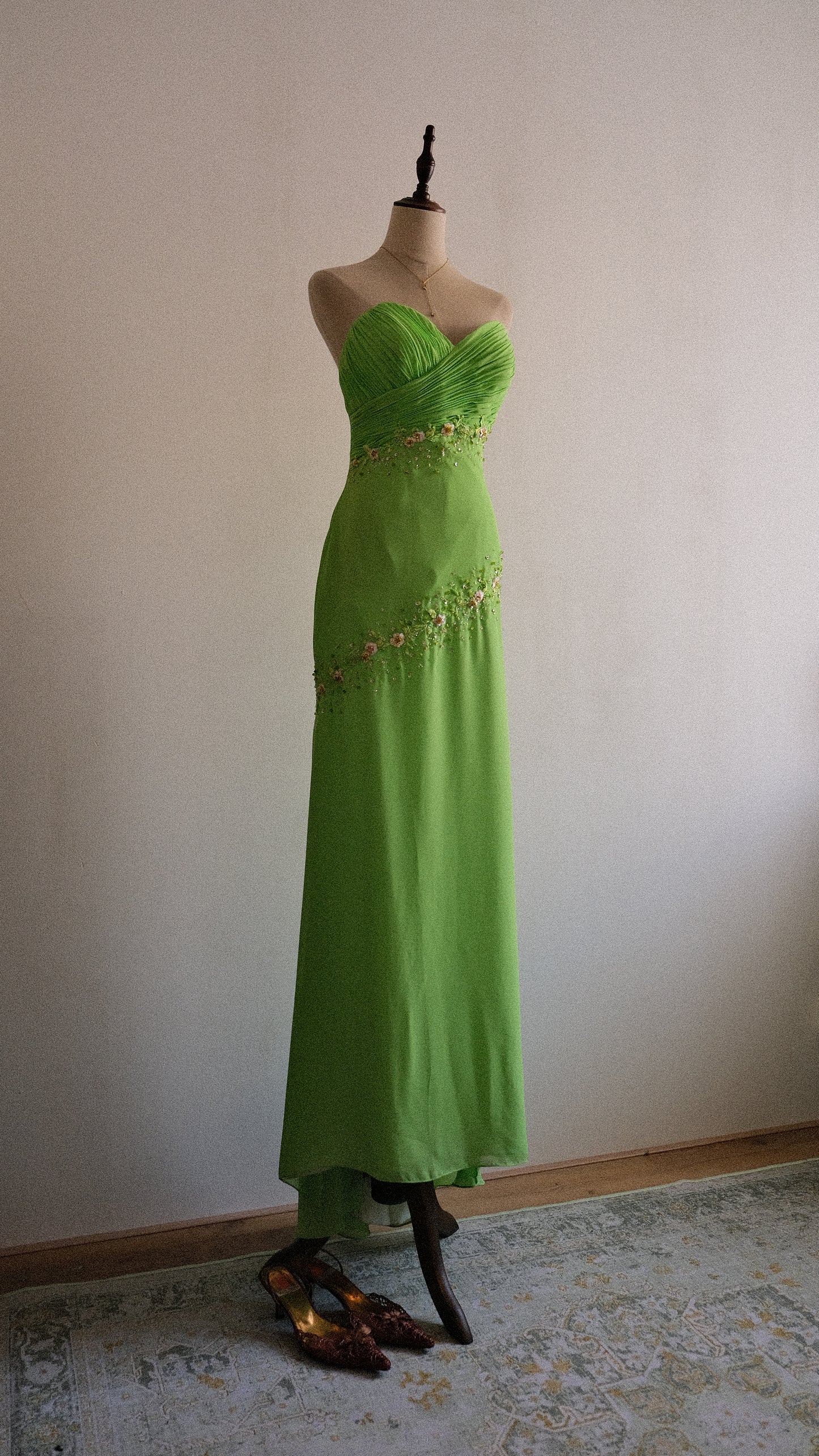 Floral Lime evening dress (M/L)