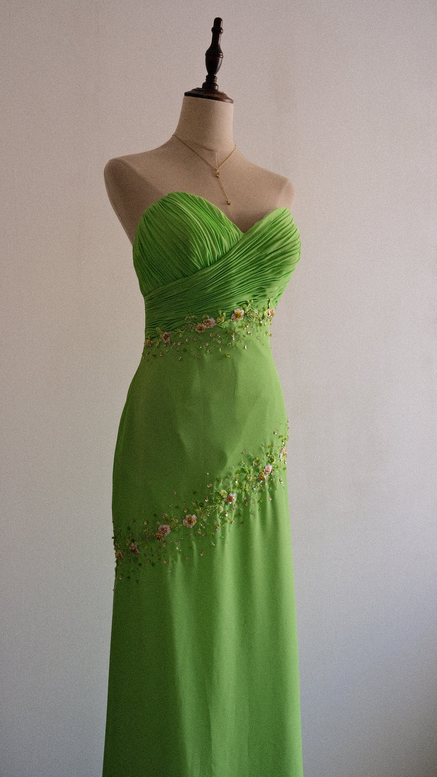Floral Lime evening dress (M/L)
