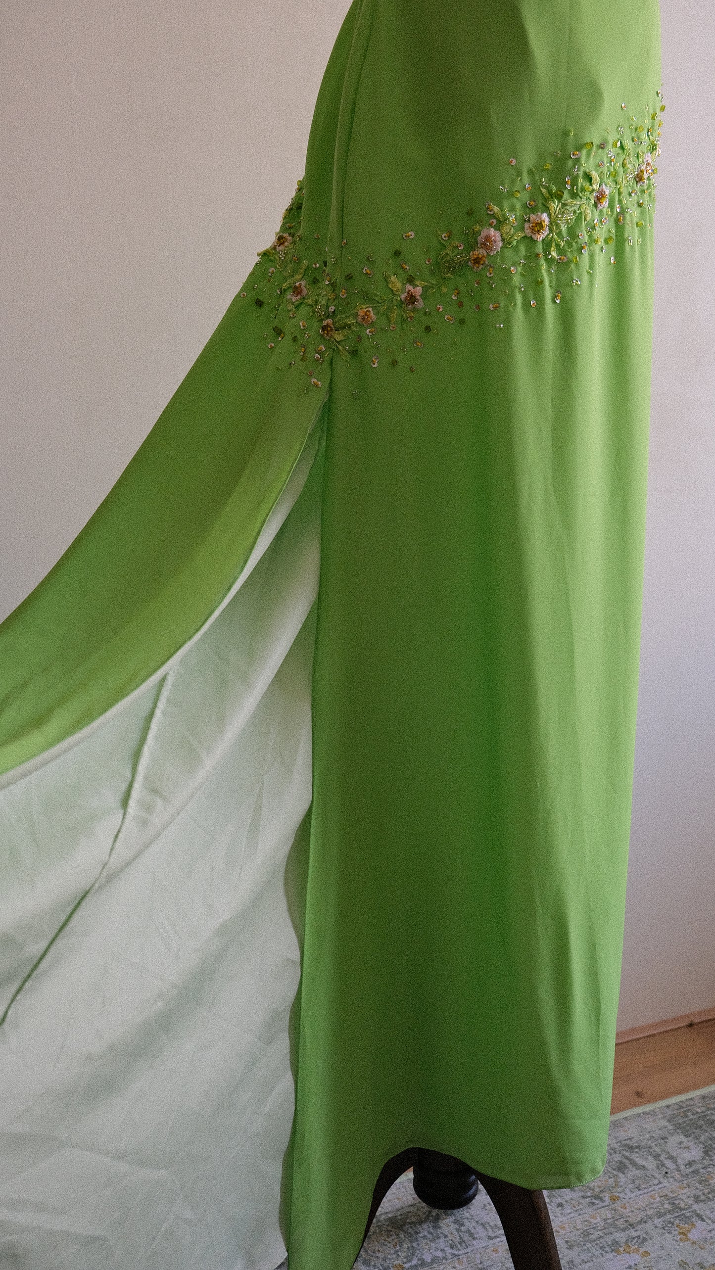 Floral Lime evening dress (M/L)