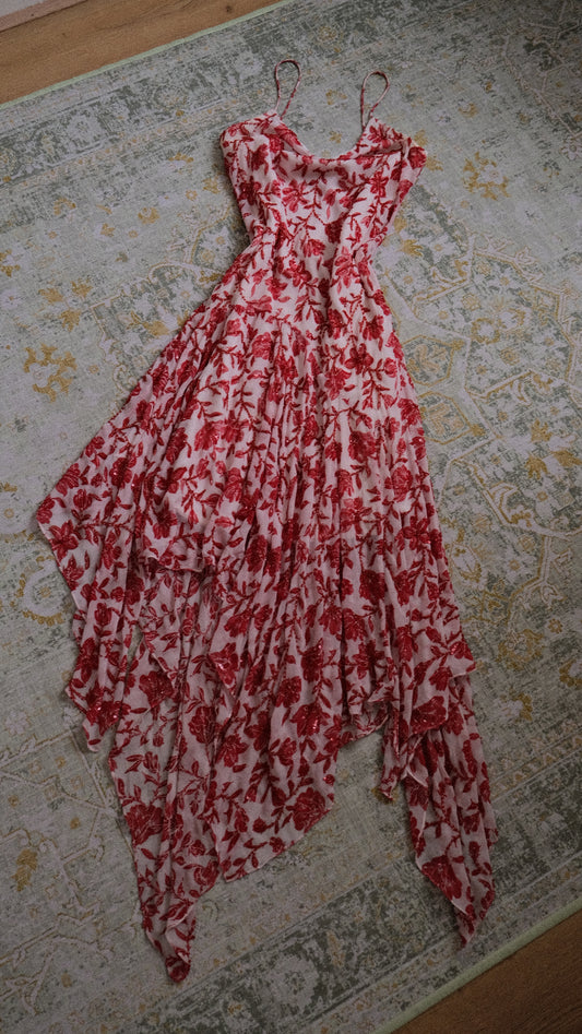 Kissed by red florals dress (M)
