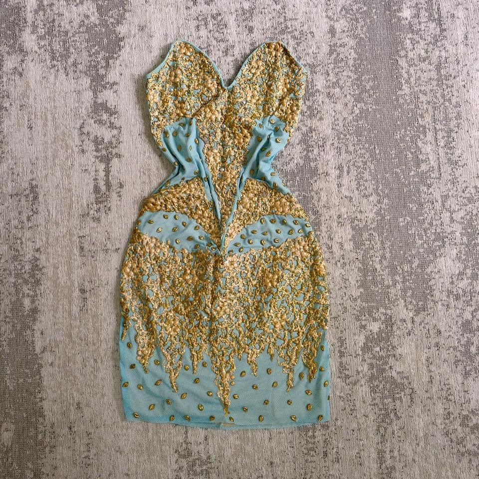 Aqua and gold mermaid dress (XS/S)