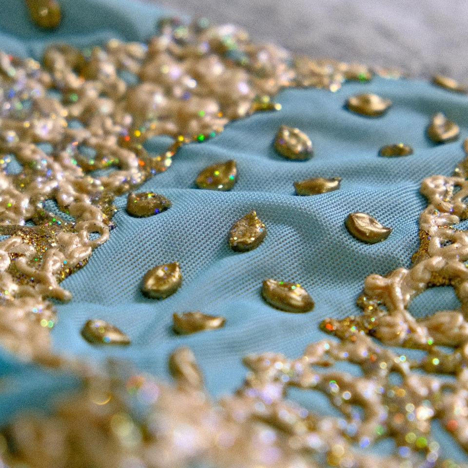 Aqua and gold mermaid dress (XS/S)