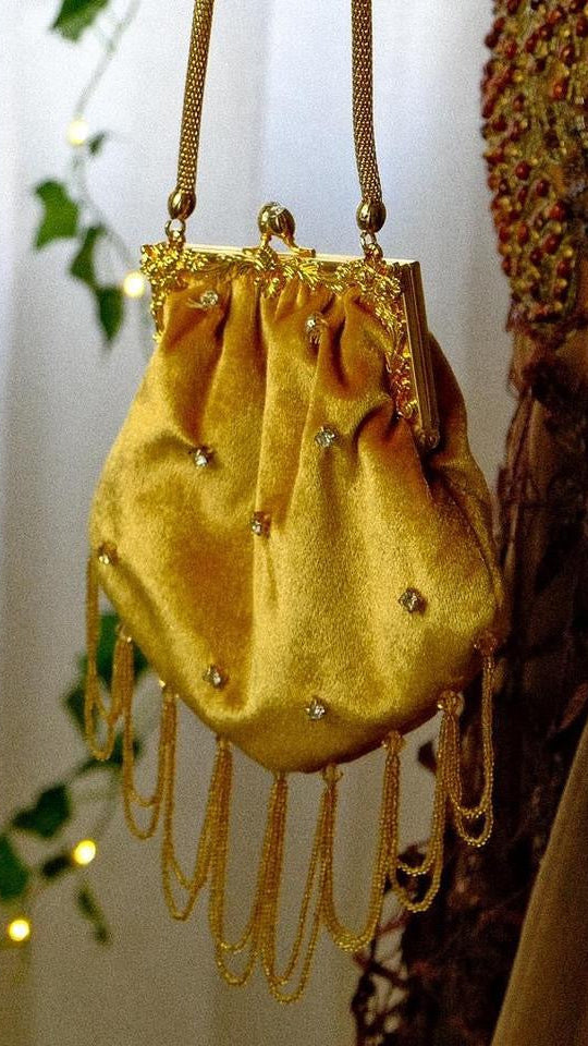 Golden velvet clutch