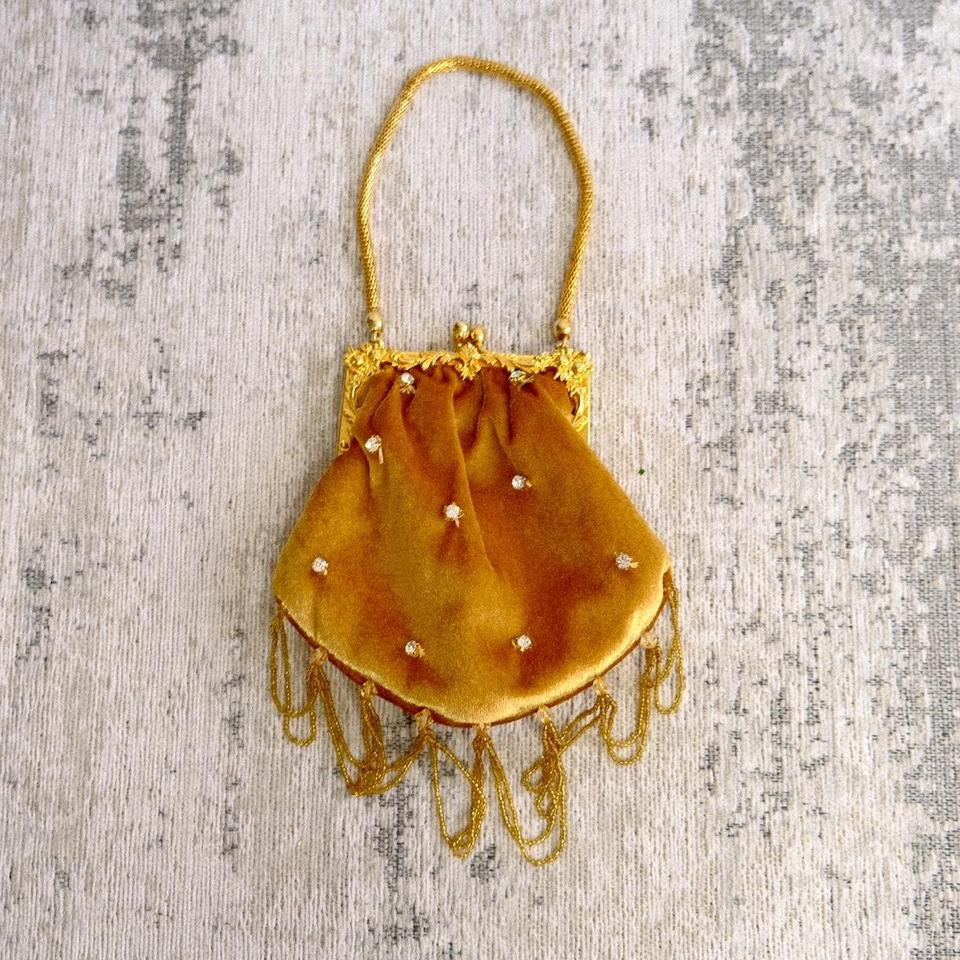 Golden velvet clutch