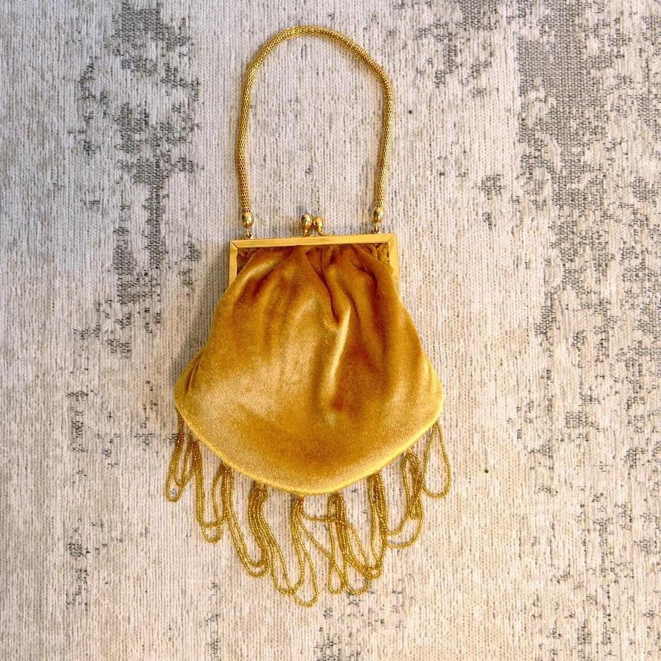 Golden velvet clutch